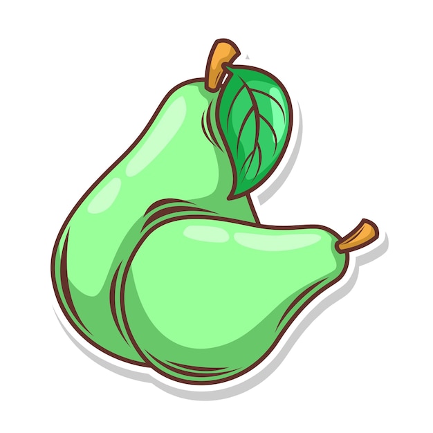 Vector pear fruit cartoon hand tekenen stijl