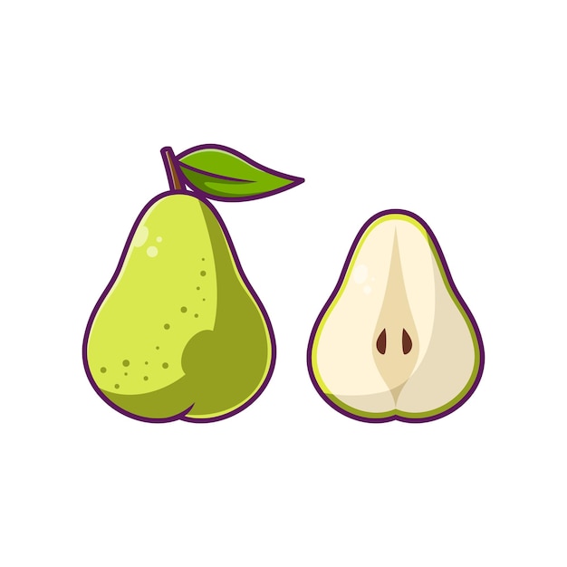 Pear Fruit Cartoon Vector Illustration Design Fruits Premium Illustration Isolated