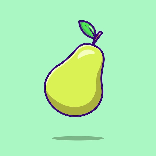 Pear fruit cute cartoon flat vector icon illustration food nature icon concept isolated