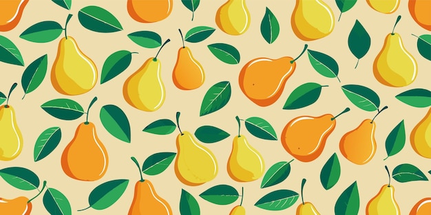 Vector pear fruit seamless pattern design