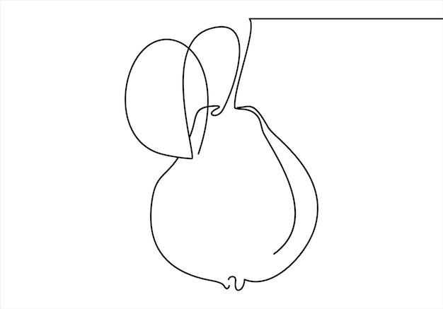 pear icon. Single line drawing art