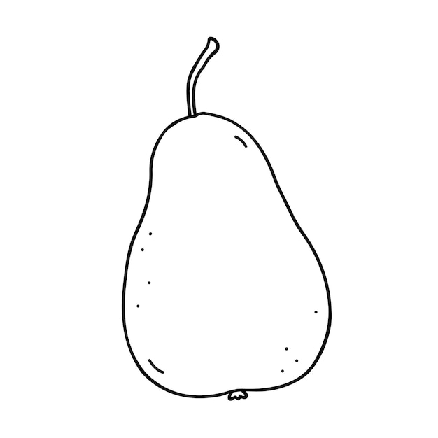 Pear isolated on white background hand drawn illustration in outline style