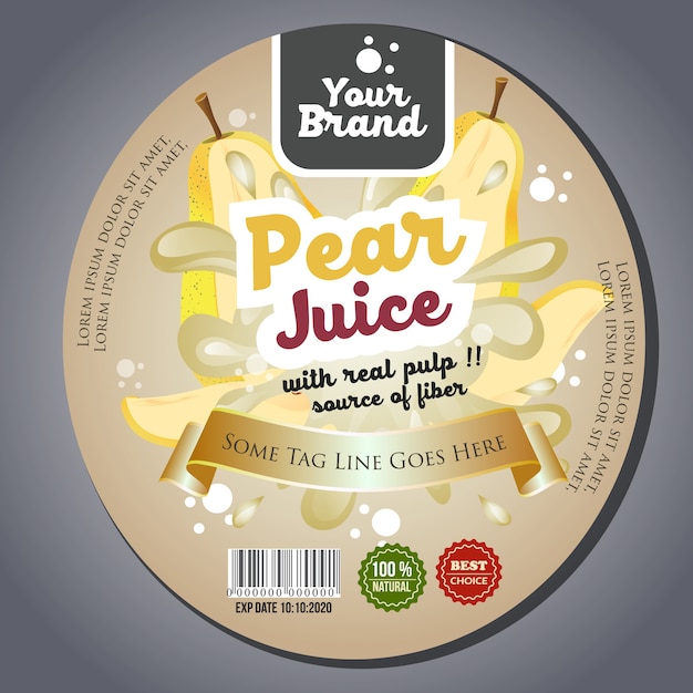 Vector pear juice label sticker