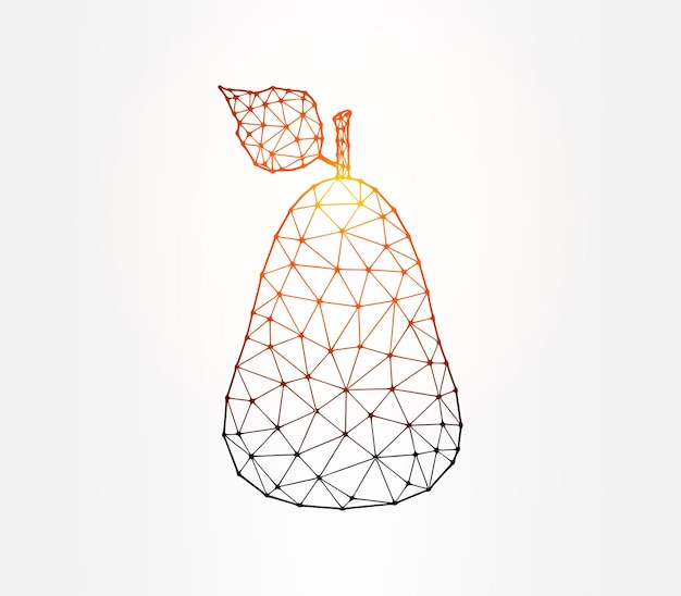 Vector pear low poly illustration on white background