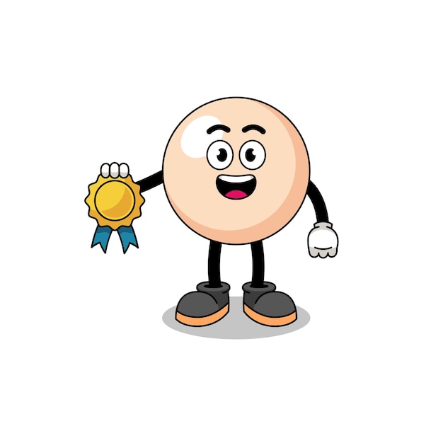 Pearl cartoon illustration with satisfaction guaranteed medal