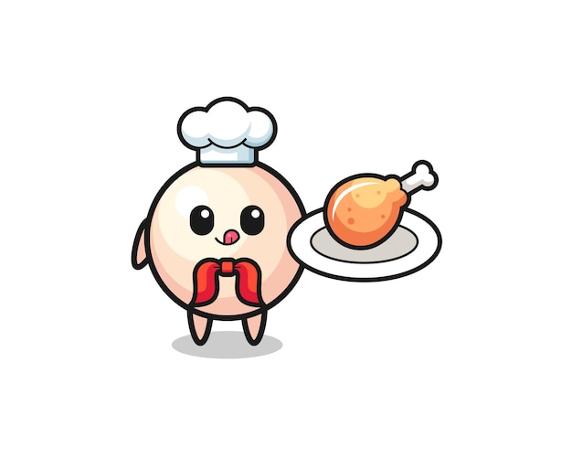 Pearl fried chicken chef cartoon character , cute design