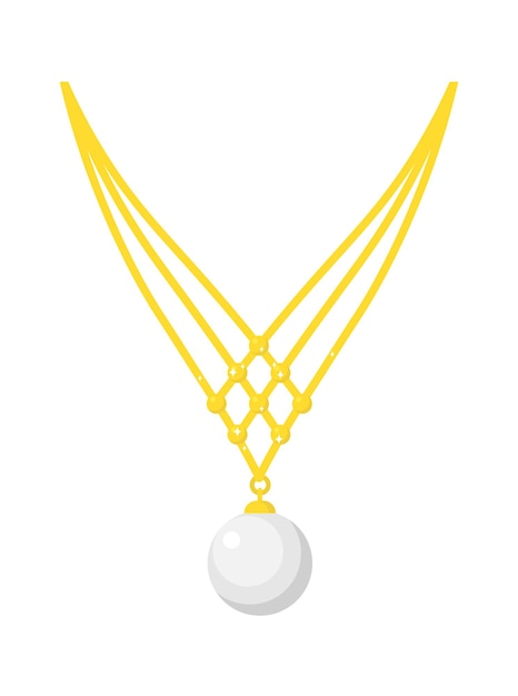 Vector pearl golden necklace flat illustration