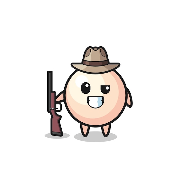 Pearl hunter mascot holding a gun , cute design