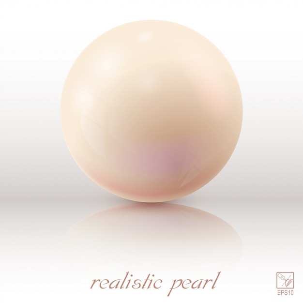 Pearl on a light background with reflection