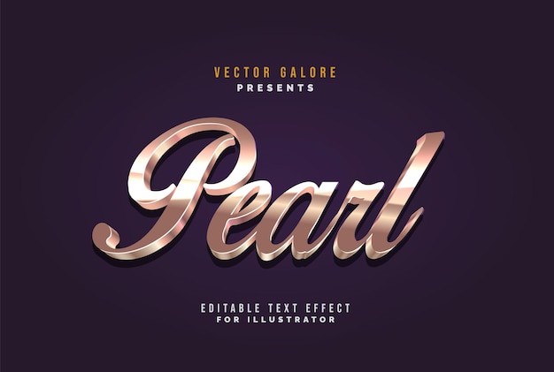 Редактируемый текстовый эффект pearl luxury metal для illustrator