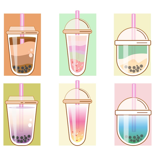 Pearl Milk Tea vector set