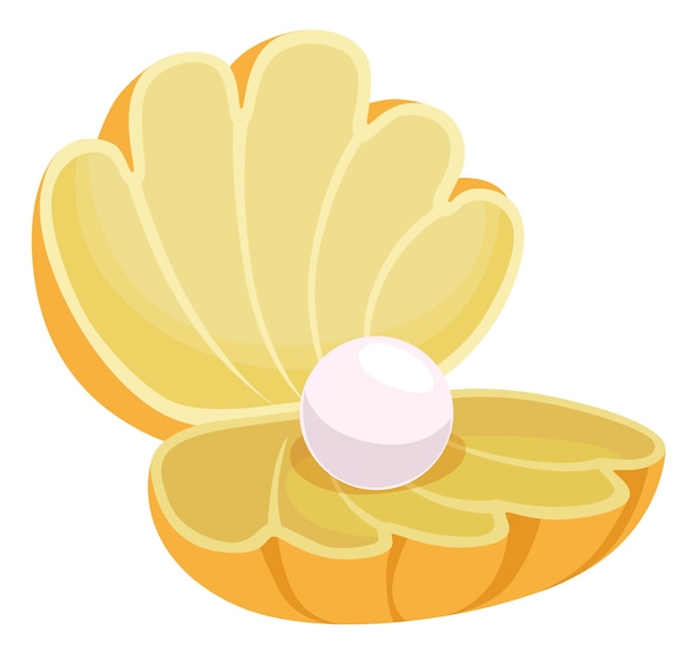 Pearl in open clam shell Cartoon gem icon