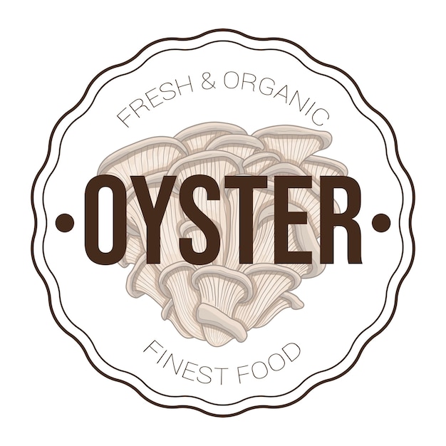 Vector pearl oyster mushroom badge logo sticker template