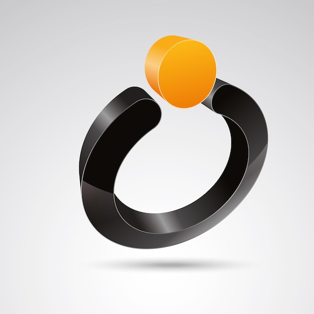 Icona vettore 3d anello perla come formazione del logo in colori lucidi nero e arancione design aziendale illustrazione vettoriale file vettoriali eps 10
