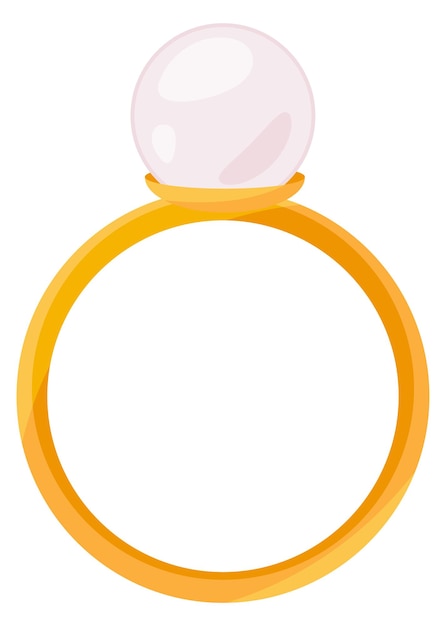 Vector pearl ring cartoon icon precious golden jewelry