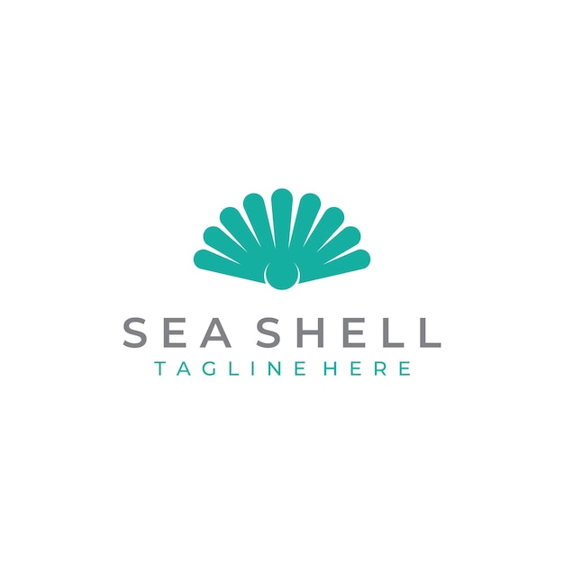 Логотип жемчужной морской раковины с векторным редактированием дизайна иллюстрации