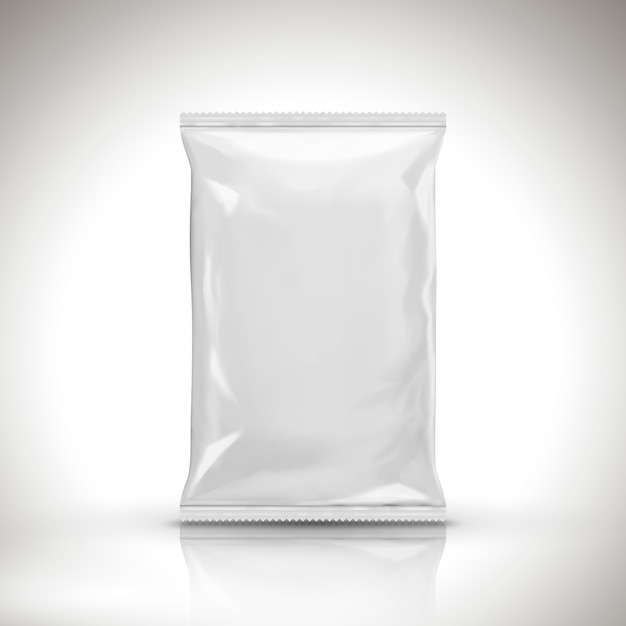 Vector pearl white blank foil bag package