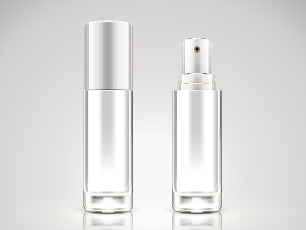 Вектор Жемчужно-белый распылитель, пустая косметическая бутылка на иллюстрации