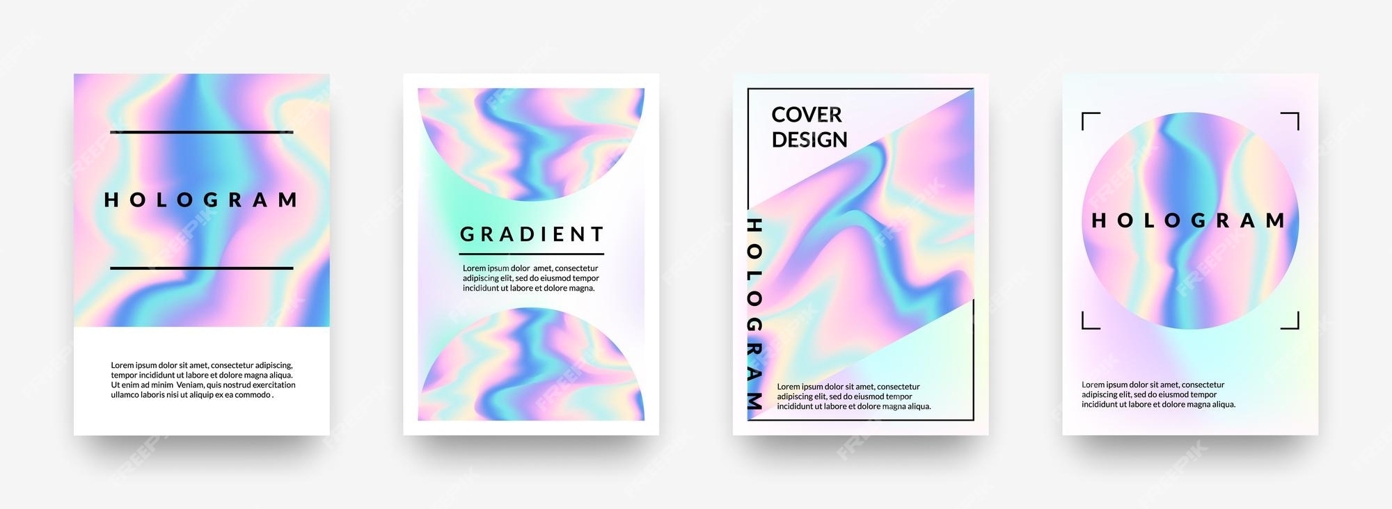 Vector set of geometric shapes with mesh gradient background