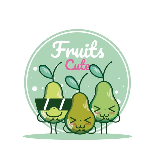 Pears cute fruits cartoons