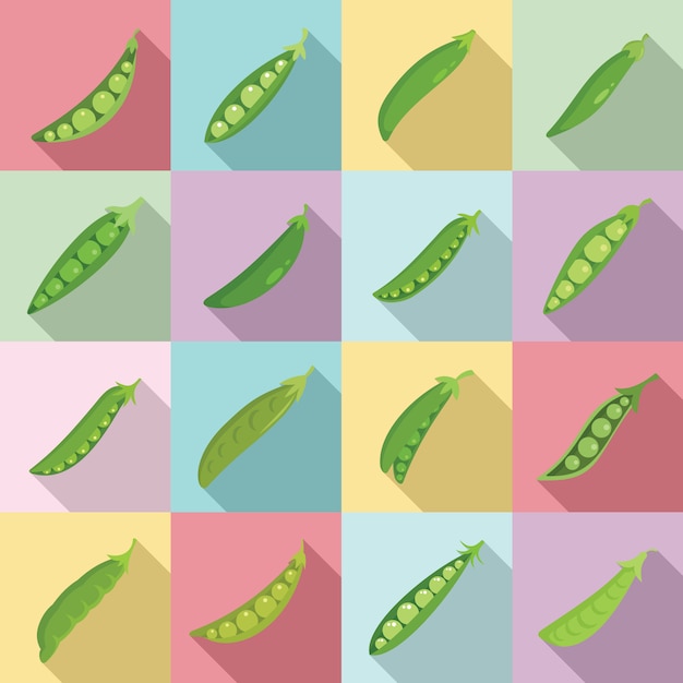 Peas icons set