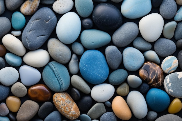 Pietre di ciottoli pietre di mare multicolori sotto forma di sfondo scattato da vicino sfondo