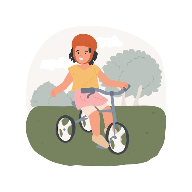 三輪車のペダルを踏む分離漫画のベクトル図