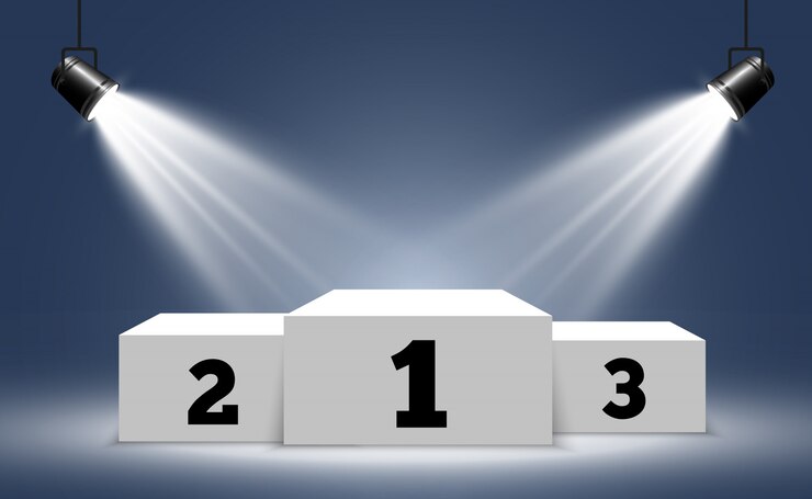 Vector pedestal for rewarding the winners. white podium or platform with spotlights.