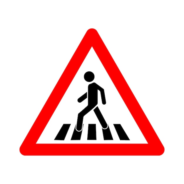 Pedestrian crossing sign warning sign red triangle caution unregulated pedestrian crossing