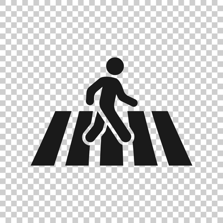 Вектор икона пешеходного перехода в плоском стиле люди пешеходные знаки векторная иллюстрация на белом изолированном фоне навигационная бизнес-концепция