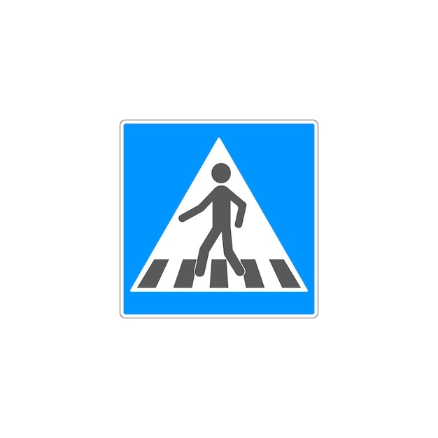 Pedestrian man walking zebra road sign