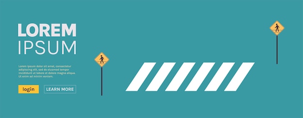 Пешеходный знак и дорожный знак плоской векторной иллюстрации.