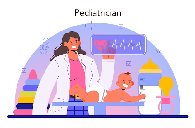 Pediatrician concept doctor examining a child with stethoscope