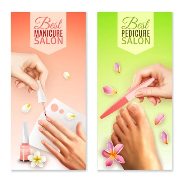 Vector pedicure and manicure banners set