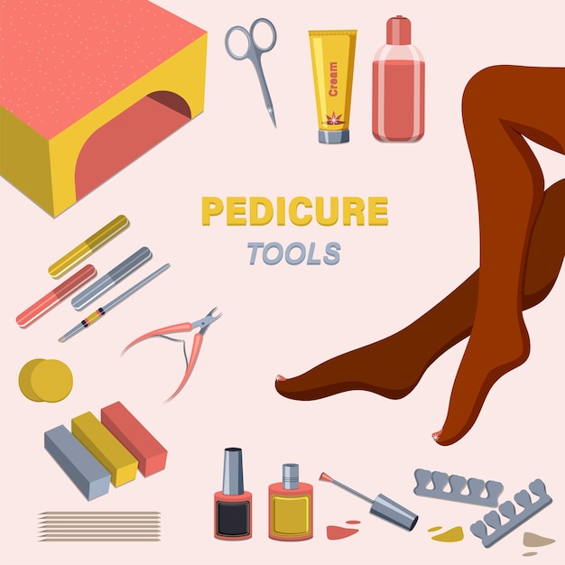 Pedicure tools kit. women's pedicure and nail polish application set