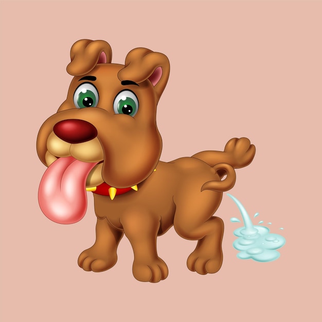 Vector peeing dog cartoon vector isolated