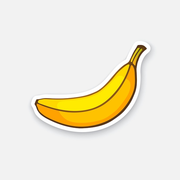 Not peeled banana Healthy vegetarian food Cartoon sticker in comics style Vector illustration