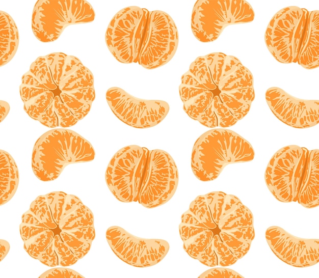 Vector peeled whole tangerine half and a slice