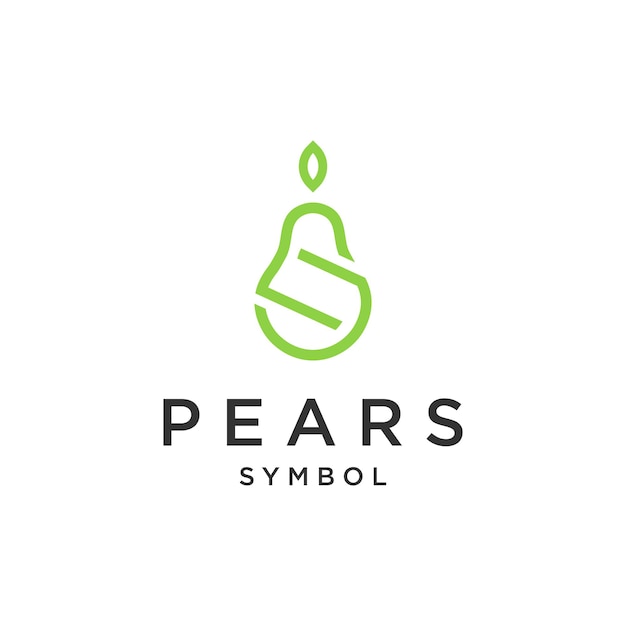 Peer fruit logo met eerste letter s vector ontwerpsjabloon