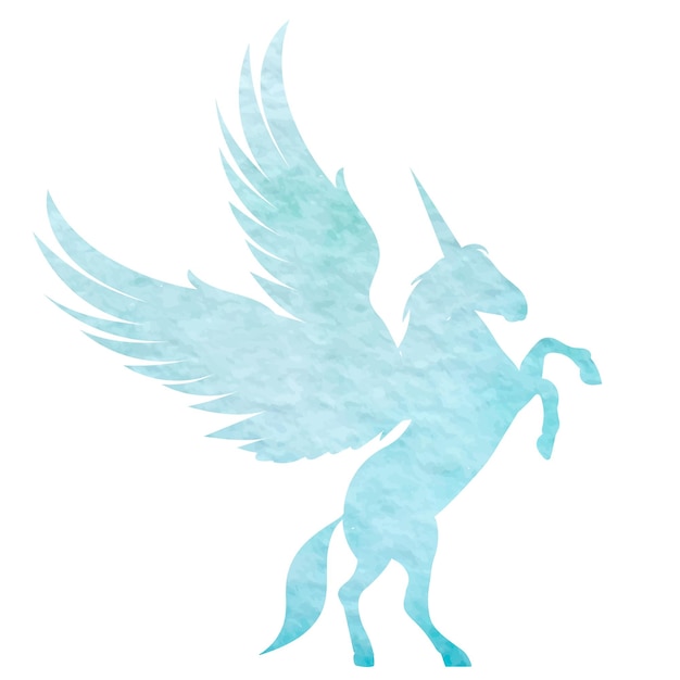 Pegasus aquarel silhouet geïsoleerde vector