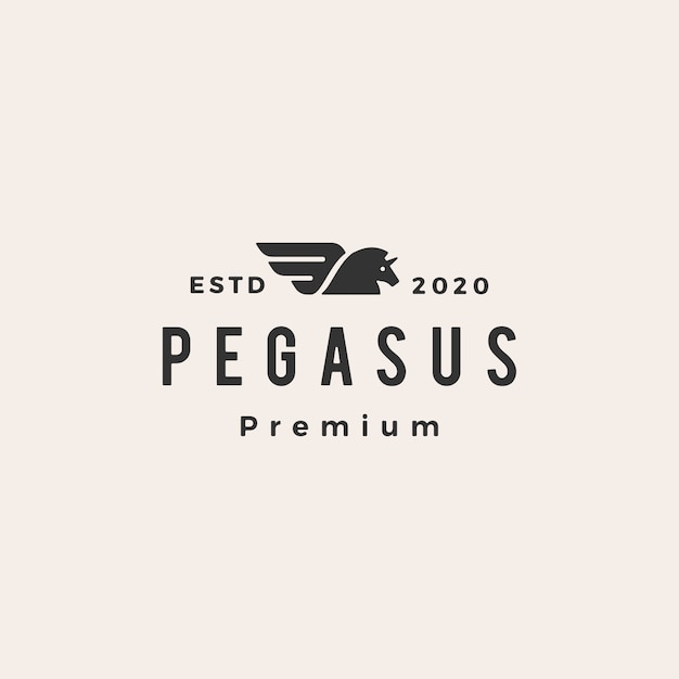 Pegasus eenhoorn paard hipster vintage logo pictogram illustratie