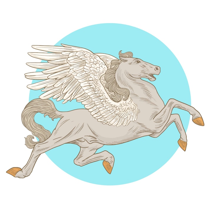 Vector pegasus flying horse mythologic horse with wings