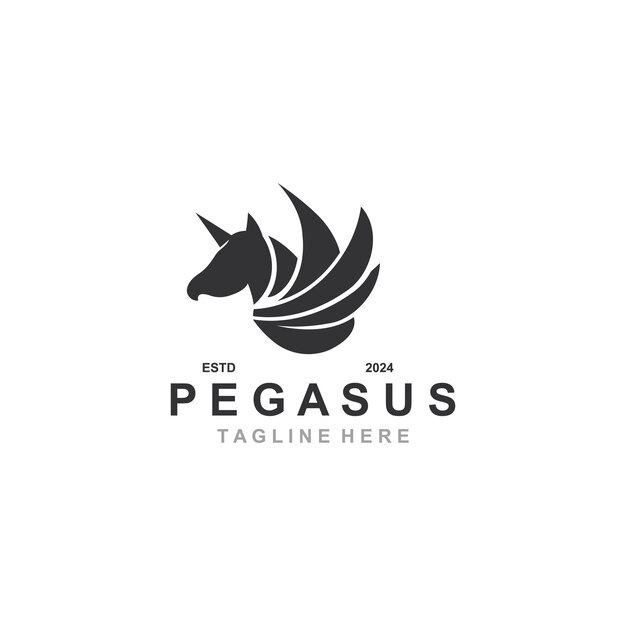 pegasus horse logo minimalist line art modern simple mascot mystic premium