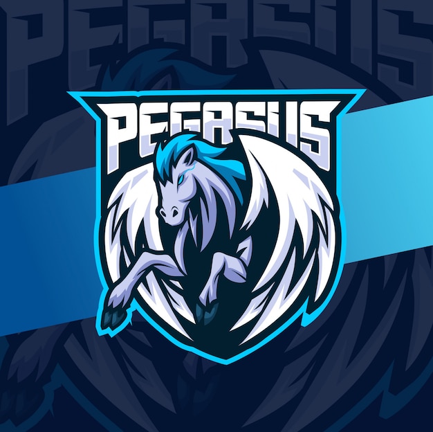 Pegasus horse mascot esport logo design