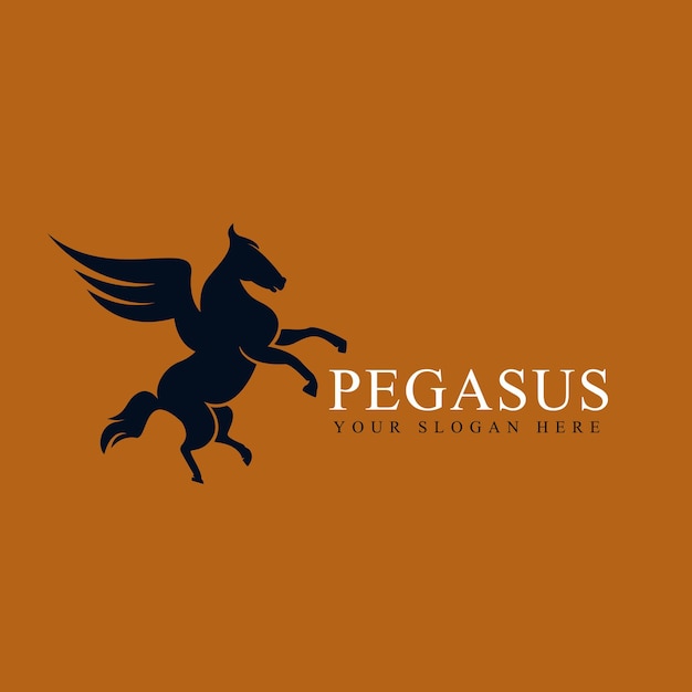 アイコンのシンボルまたはロゴのペガサス馬ベクトル図