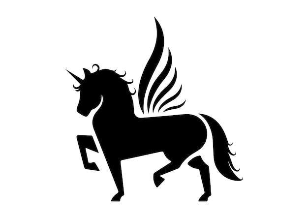 Pegasus icon flat design vector black silhouette of pegasus