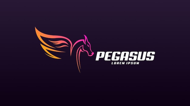 Pegasus logo concetto vettoriale. modello di logo animale vettoriale