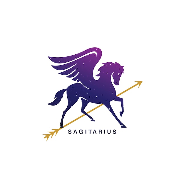 Pegasus logo design horse vector