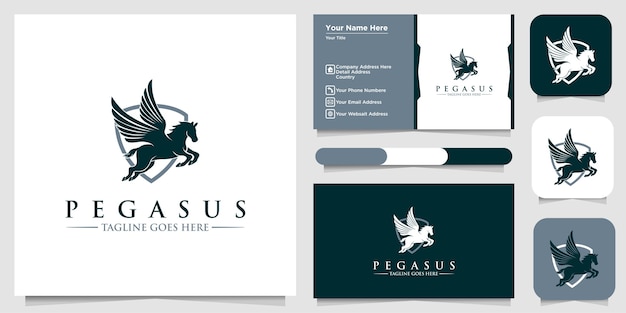 Pegasus logo, pegasus horse wing sign, logo symbols or templates and business cards
