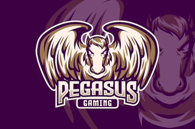 Vettore pegasus logo design della mascotte